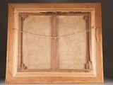 an old picture frame with a rope hanging from it ' s side