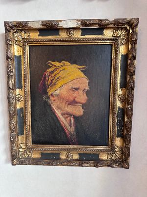 un tableau représentant un homme avec un bandana jaune sur la tête