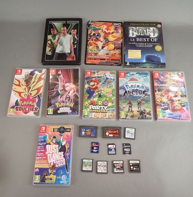 a lot of video games and games on the table