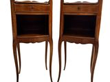 pair of french style bedside tables with glass doors
