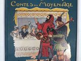 an old book with a picture of a man and woman at a table