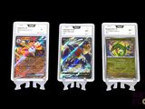 three different types of pokemon cards are displayed on a black background