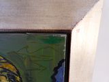 un tableau représentant un homme coiffé d'un chapeau, posé sur une table