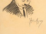 drawing of a man in a suit and tie with a cigarette in his mouth