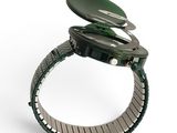 a close up of a wrist watch with a metal band