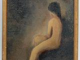 an image of a painting of a nude woman sitting on a ledge