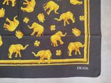 yellow elephants on a black background with a yellow border on a black background