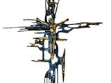 a cross made out of sticks and twigs on a white background