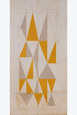 une image représentant un motif géométrique jaune et gris sur fond blanc