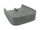 the back of a gray plastic box with a hole in the middle