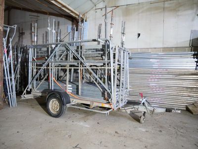 a truck that is parked inside of a building