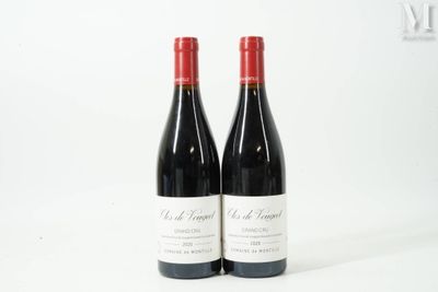 deux bouteilles de vin rouge posées l'une à côté de l'autre sur une surface blanche
