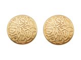 pair of gold plated earrings on white background