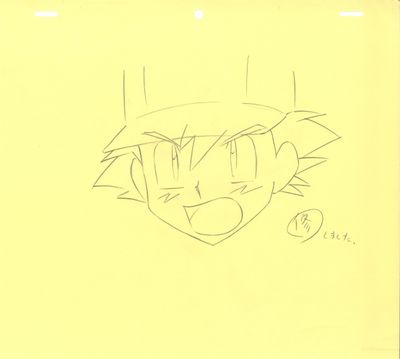 esquisse d'un dessin représentant un garçon à lunettes sur fond jaune