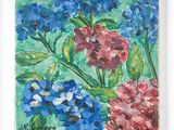 une peinture représentant un bouquet de fleurs sur une assiette