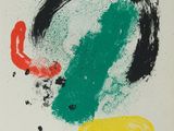 une image représentant un tableau sur lequel figure un objet vert, jaune et rouge