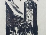 an image of a black and white drawing of a tower