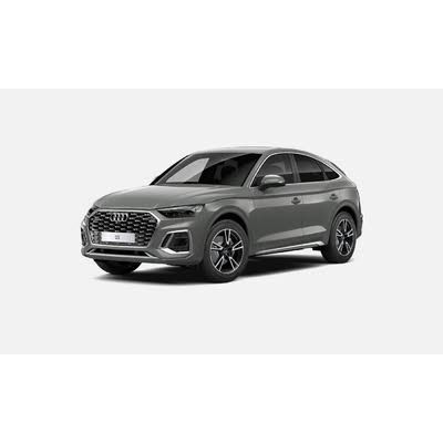 a gray 2020 audi qx parked on a white background
