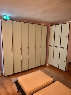 a room with a lot of closets in it
