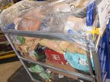 a cart that has many items in it in a warehouse