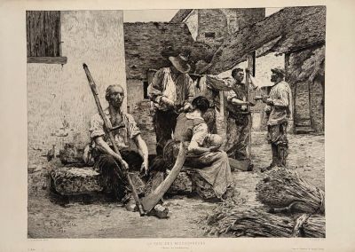 a black and white photo of a group of men with guns