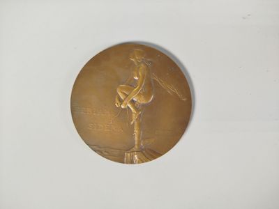 une image montrant un gros plan d'une médaille d'or posée sur une surface blanche