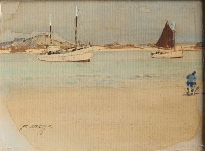 une image d'une peinture de bateaux sur l'eau