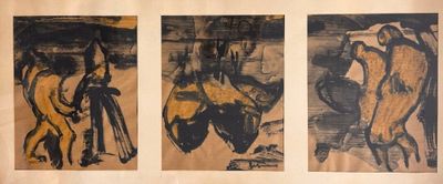 Jef FRIBOULET (1919-2003) Triptryque de trois dessins :