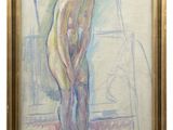 an image of a painting of a man standing in front of a window