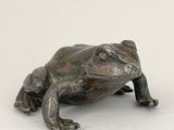 bronze figurine of a frog on a white background