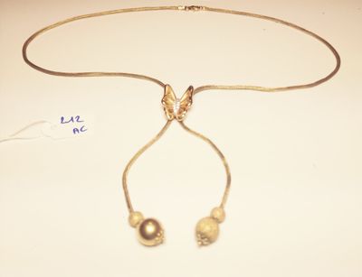 gold plated necklace with pearl beads on a thin gold chain