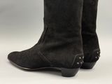 black sued cowboy boots with studs on the side