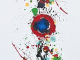 une photo d'une photo montrant des éclaboussures de peinture sur une feuille de papier