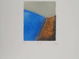 une image représentant un tableau montrant un carré bleu et marron avec un point rouge