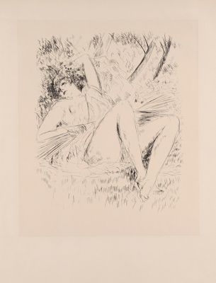 an image of a black and white drawing of two women in the grass