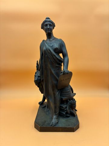 GARRAUD Gabriel Joseph (1807-1880). Groupe en bronze patine médai