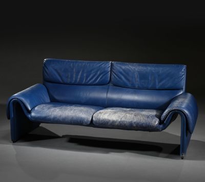 DE SEDE Canapé modèle DS2011 en cuir bleu pétrole. Circa 199…