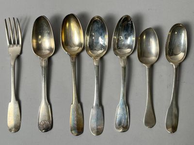 Lot de couverts en argent comprenant une fourchette et six g… - Photo 1