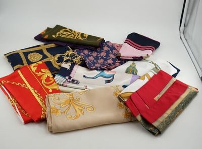 many different types of handkerchiefs laid out on a table