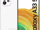 un Samsung Galaxy A35 blanc avec un appareil photo et un fond blanc