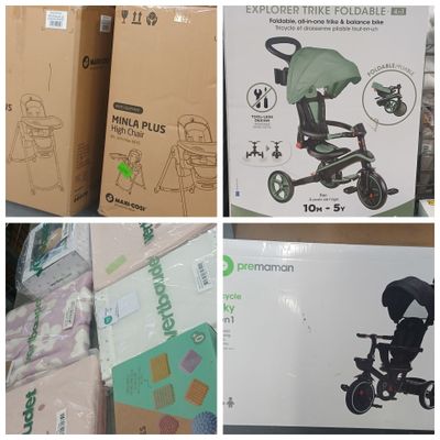plusieurs photos de différents modèles de tricycles pliants dans un magasin