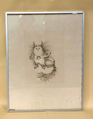 a picture of a picture of a cat that is hanging on a wall