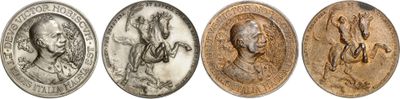 four different types of coins are shown on a white background