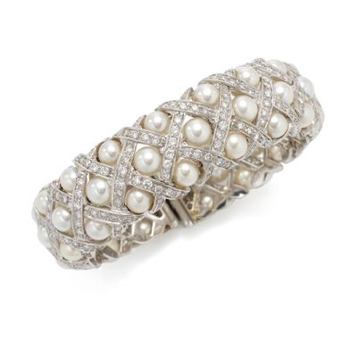 un bracelet Art déco en perles et diamants