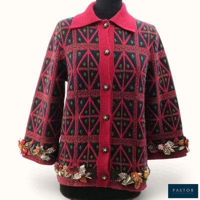 an image of a red and black jacket on a mannequin