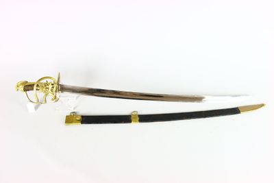 two swords on a white surface with a gold and black handle
