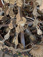 Lustre corbeille Art Nouveau structure en bronze doré et cor… (photo 6)