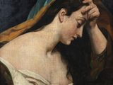 an image of a painting of a woman with her head in her hands