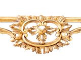 a gold frame with a decorative design on top of it