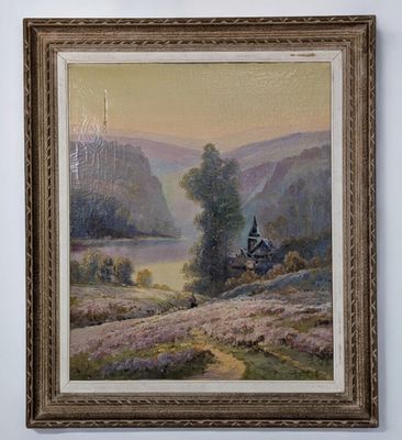 DELAROCHE B. "La vallée" Huile sur toile signée en bas à dro…